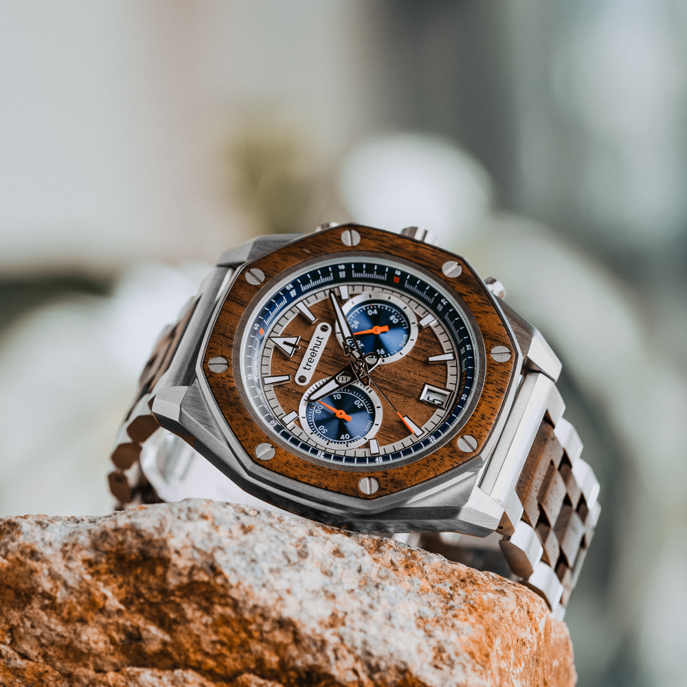 Mission Walnut Silver Men's Stainless Steel Wooden Watch