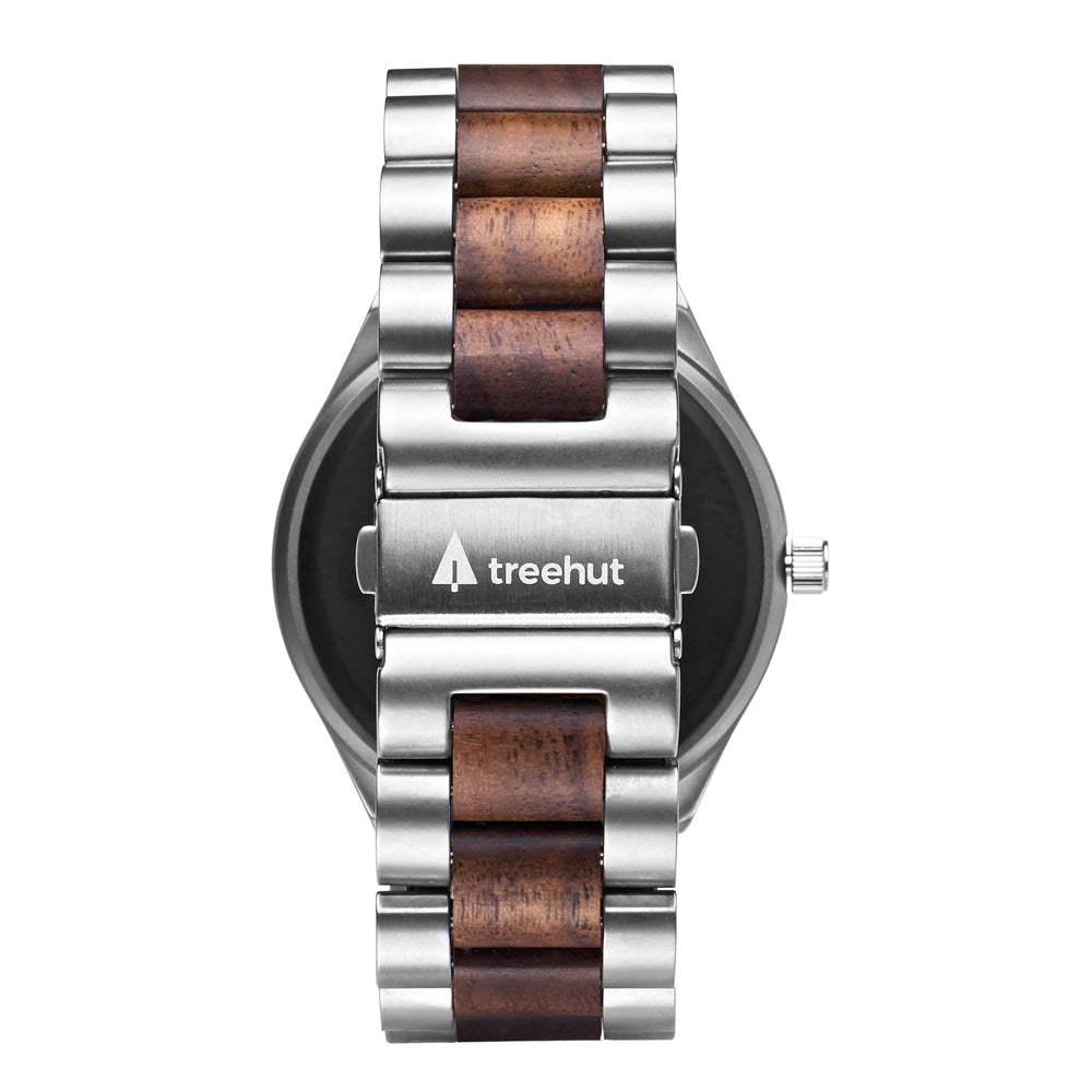 Classic Silver Stainless Walnut Theo Men's Wooden Watch