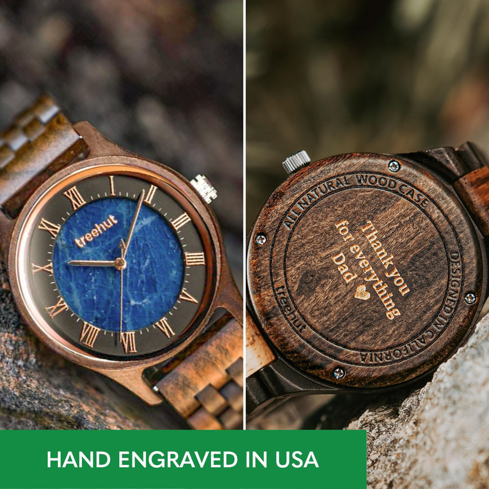 Sojourn Blue Marble Ebony Men's Wooden Watch