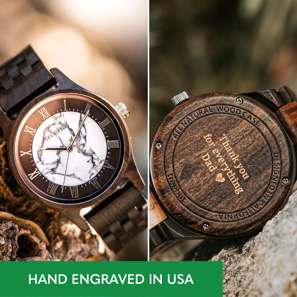 Sojourn Ebony White Marble Men's Wooden Watch