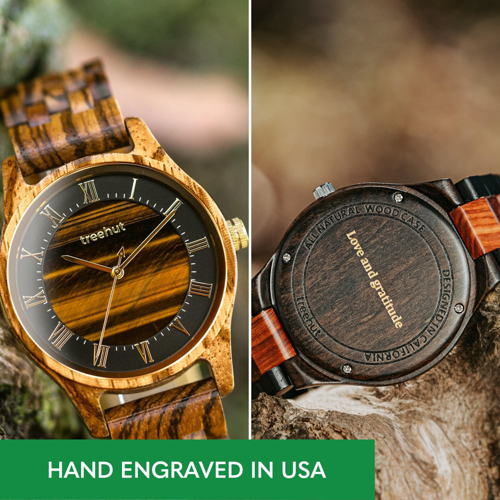Sojourn Tiger Eye Zebrawood Men's Marble Wooden Watch