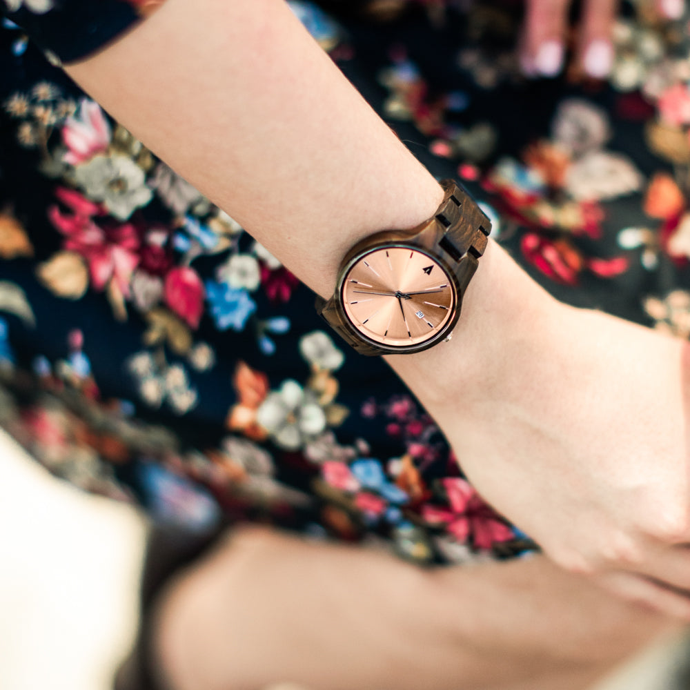 Solstice Ebony Rose Gold  Women's Wooden Watch