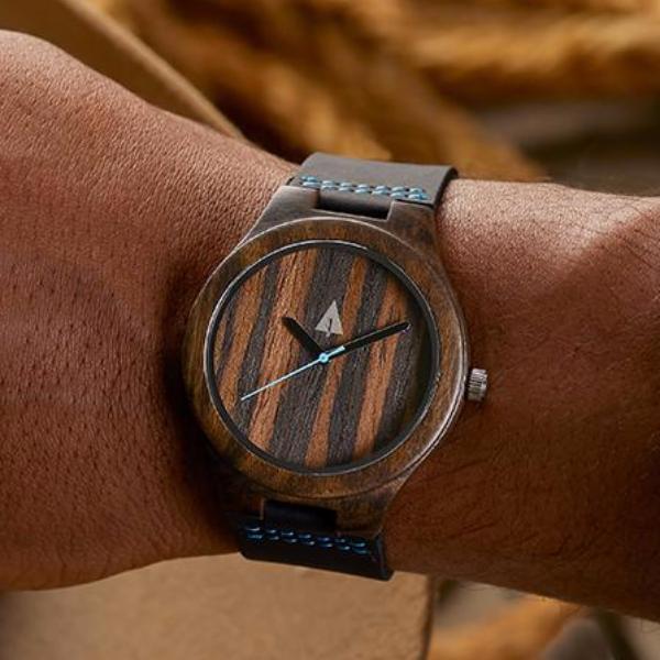Classic Ebony Chase Blue Men's Wooden Watch