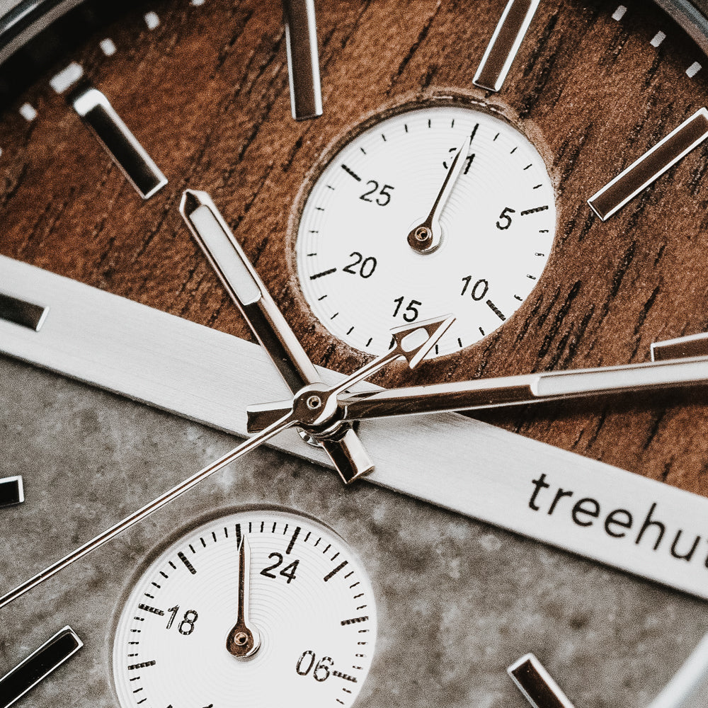 Treehut Tao Marble Cognac Leather Men's Stainless Steel Wooden watch
