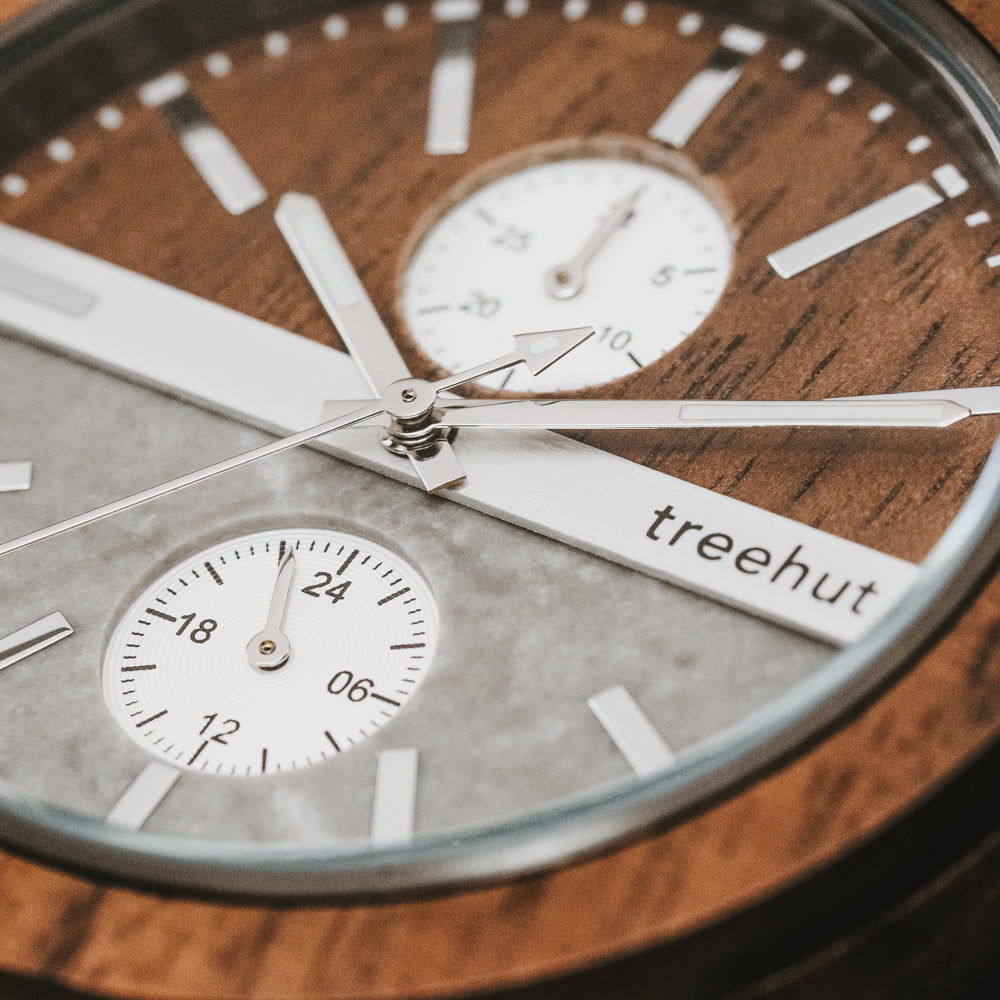 Treehut Tao Marble Cognac Leather Men's Stainless Steel Wooden watch