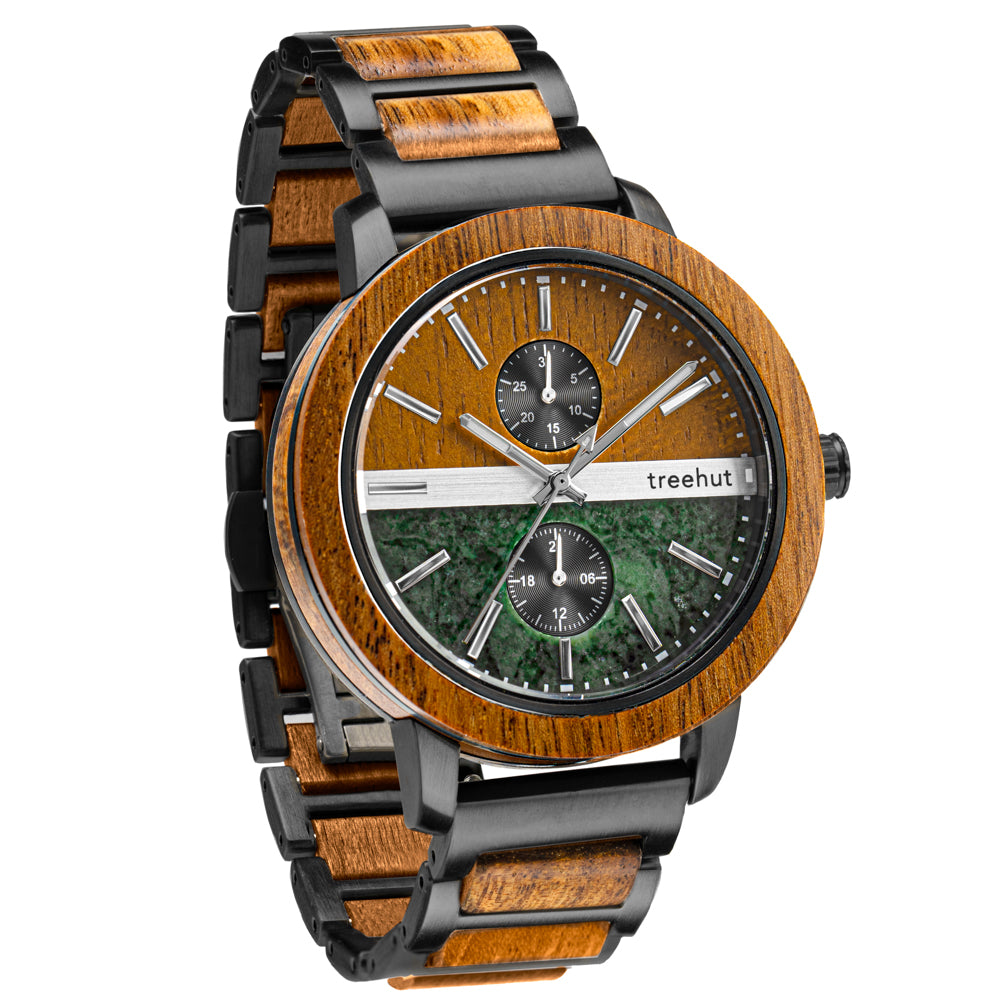 Tao Green Marble Koa Men’s Stainless Steel Wooden Watch