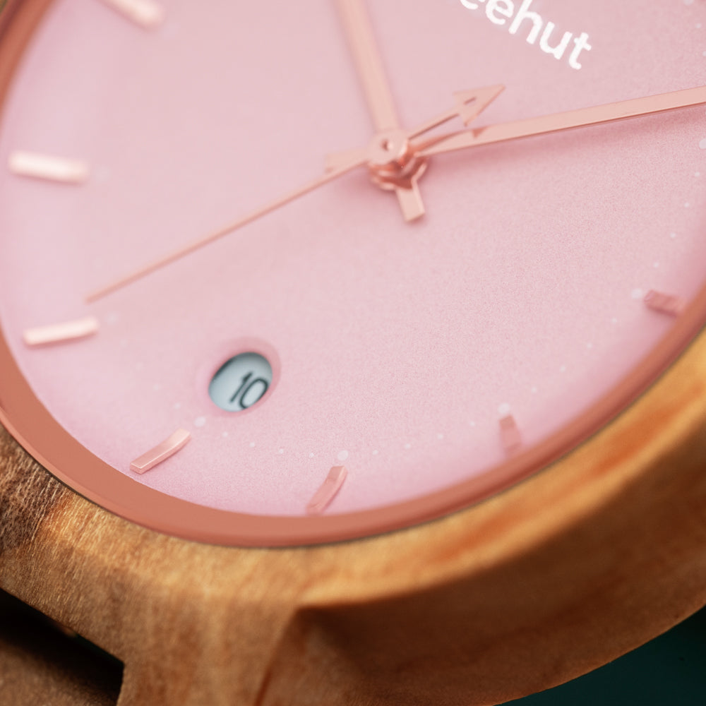Theory Olive Pink Women's Wooden Watch