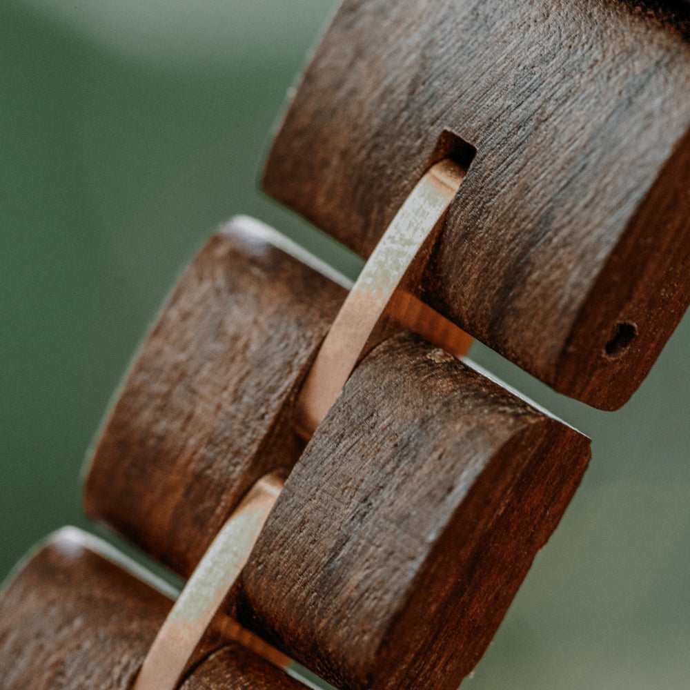 Theory Rose Ebony Blue Marble Women's Wooden Watch