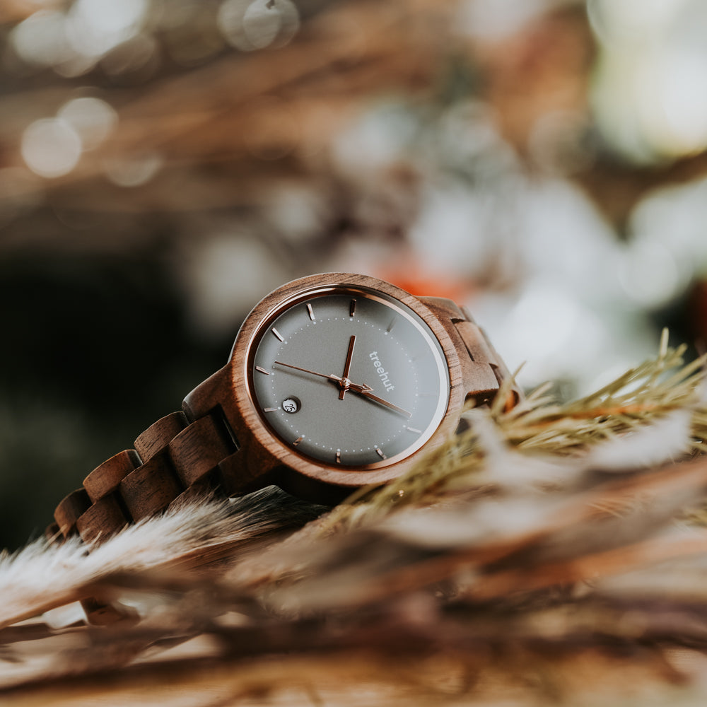 Theory Walnut Grey Women's Wooden Watch