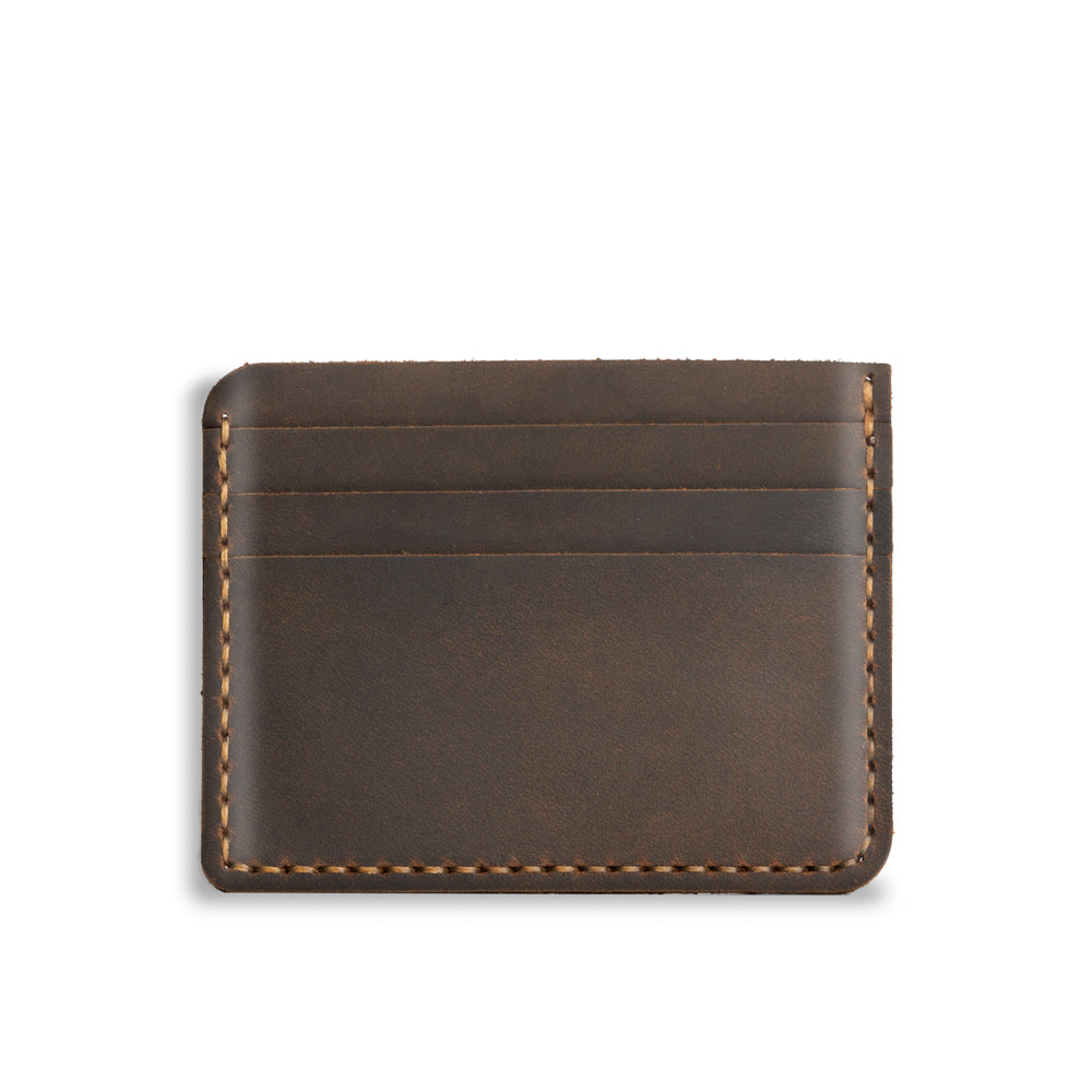 Brown Three Card Case Men's Genuine Leather Wallet