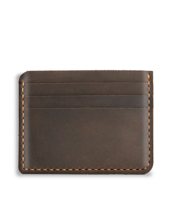 Brown Three Card Case Men's Genuine Leather Wallet