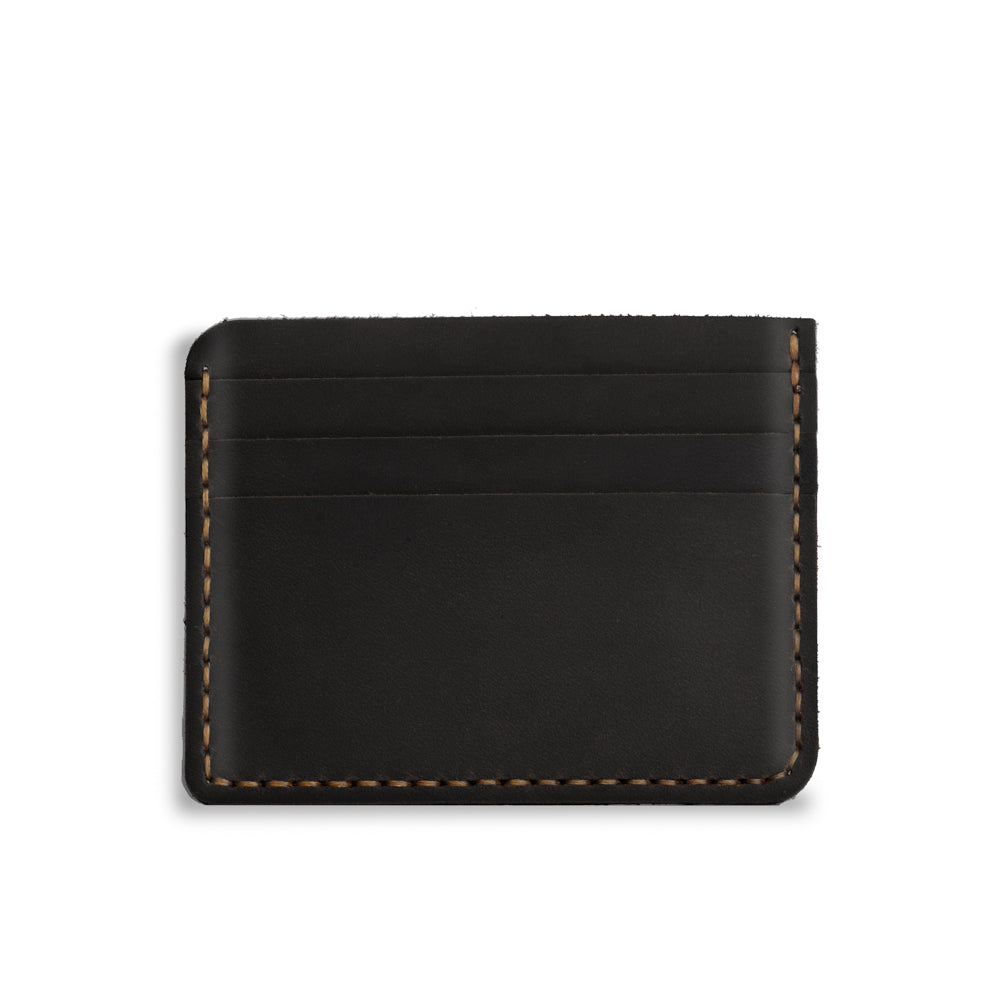 Black Three Card Case  Men's Genuine Leather Wallet