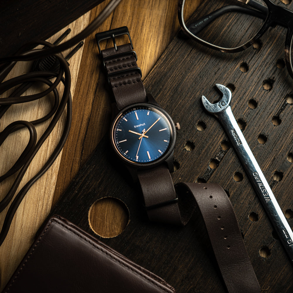 Dubline Ebony Brown NATO Men's Wooden Watch