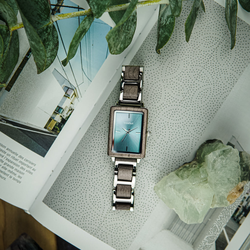 Lola Silver Maple Blue Women's Stainless Steel Wooden Watch