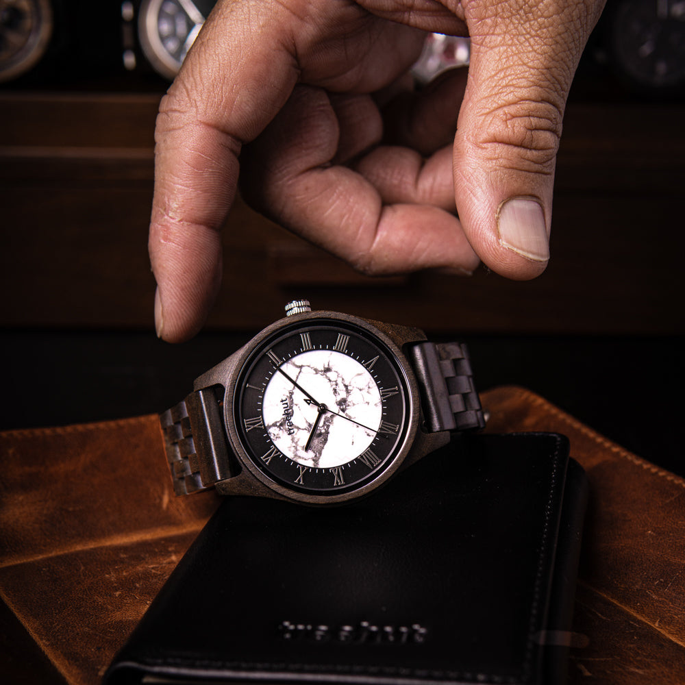 Sojourn Ebony White Marble Men's Wooden Watch
