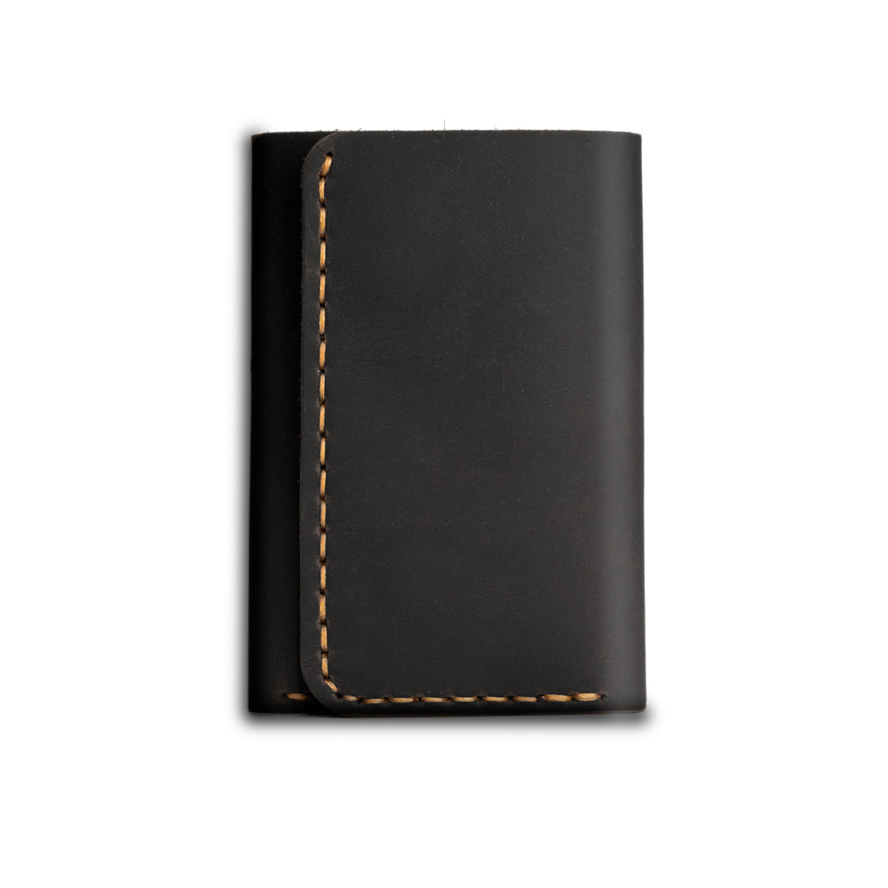 black leather trifold wallet