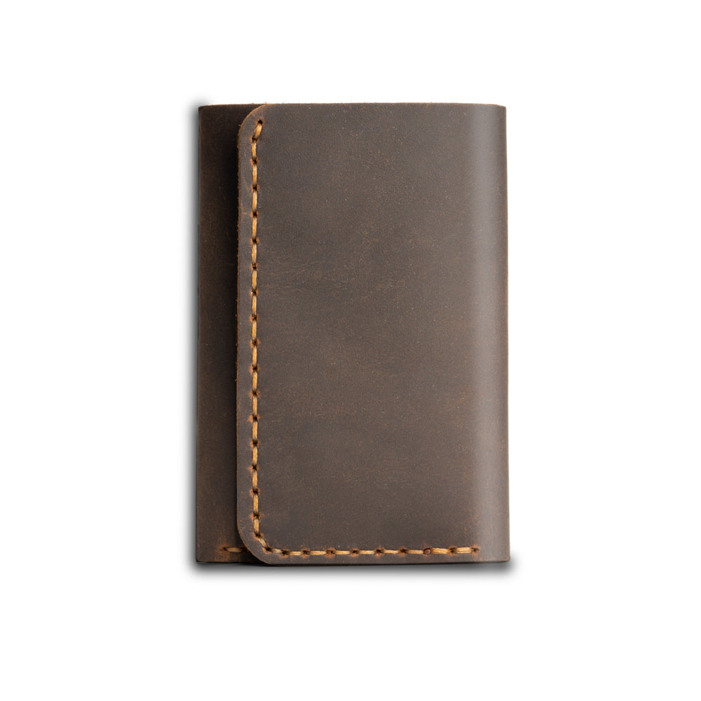 Brown Trifold Leather Compact Key Wallet  Men's Genuine Leather Wallet