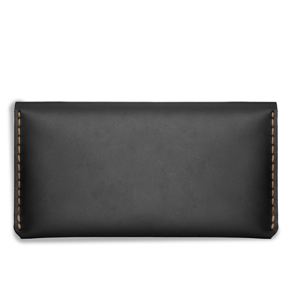 Black Bi-fold Passport Folio Men's Genuine Leather Wallet