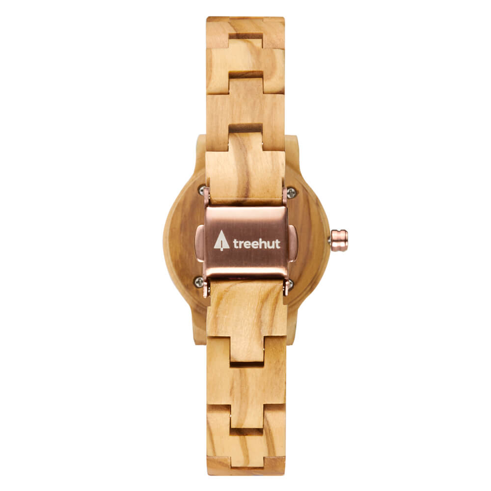 Pearl Petite Olive Rose Gold Women's Wooden Watch