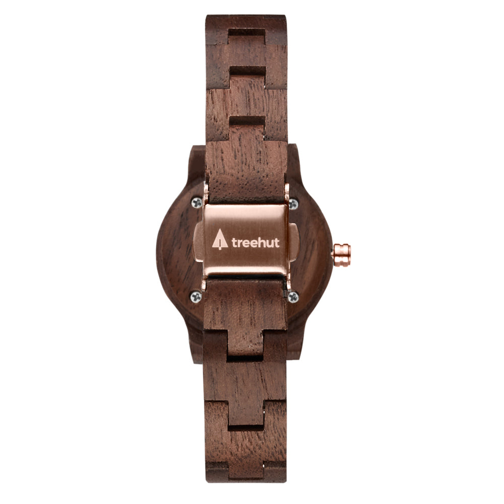Pearl Petite Walnut Rose Gold Women's Wooden Watch