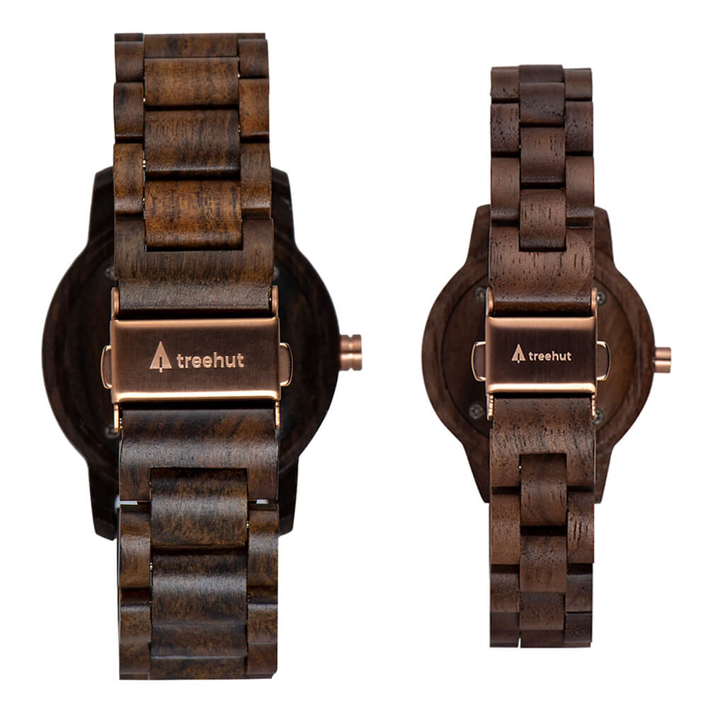 Couples Odyssey Cathaya Walnut Couples Wooden Watch