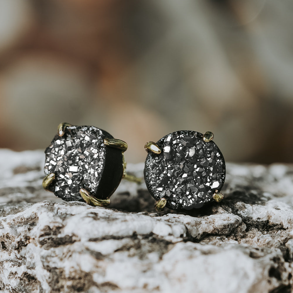 Bloom Silver Druzy Earrings Women's Stone Earring