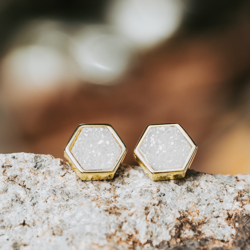 Geo Champagne Hex Druzy Earrings Women's Stone Earring