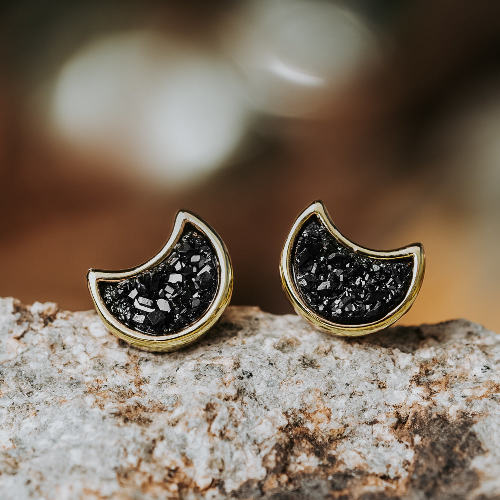 Moonbloom Midnight Black Druzy Earrings Women's Stone Earring