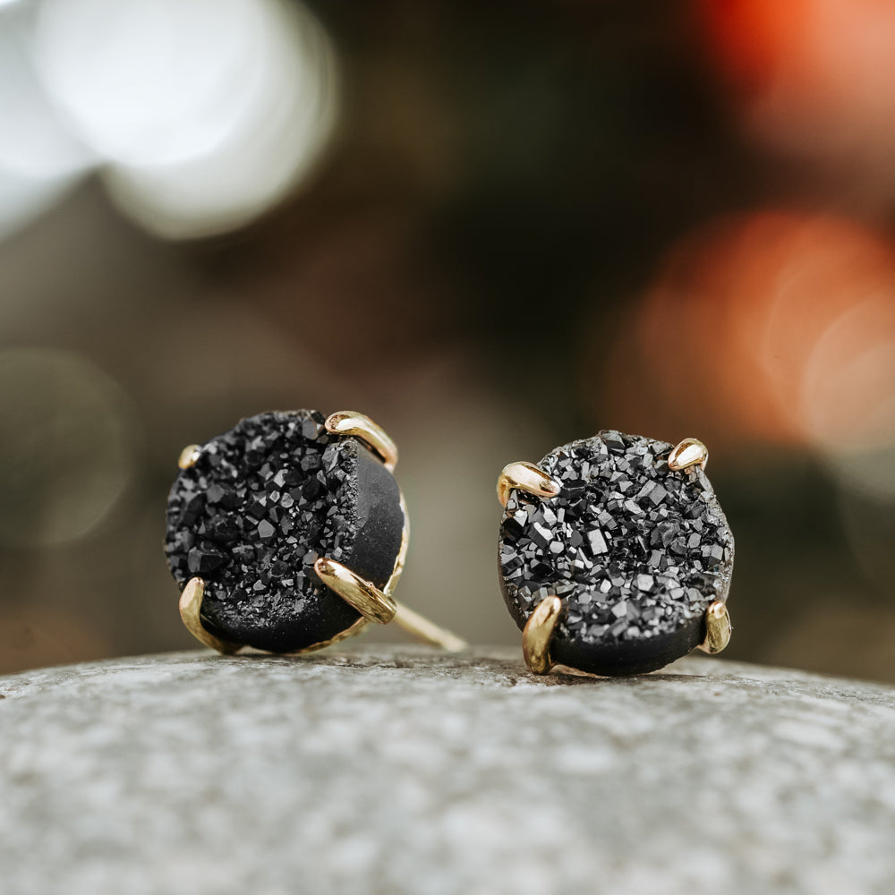 black druzy earrings
