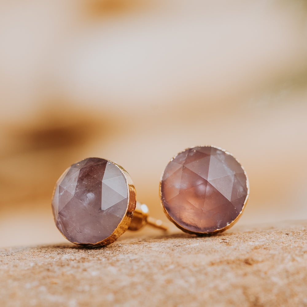 Facet Amethyst Stud Earrings Women's Earrings