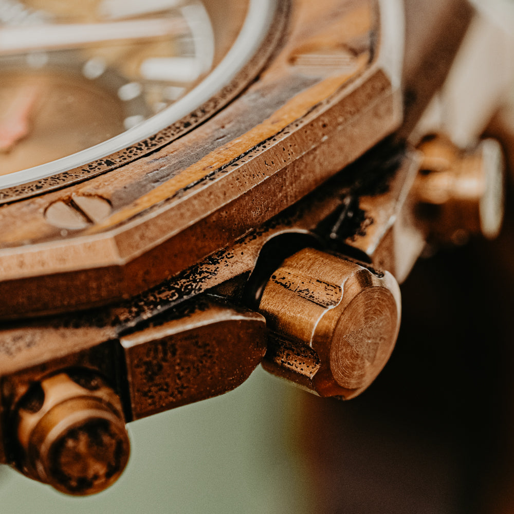 Mission Zebrawood Patina Bronze Men's Stainless Steel Wooden Watch