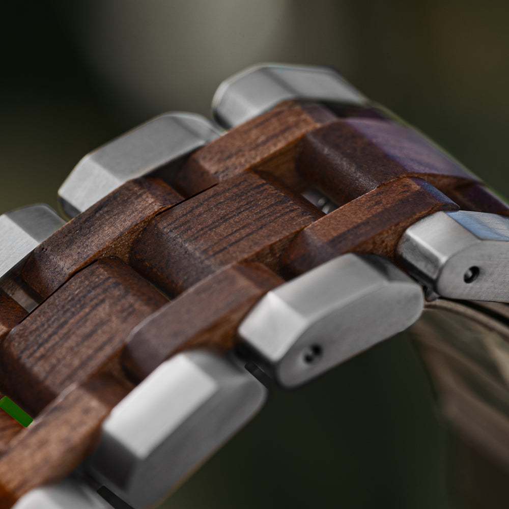 Mission Walnut Silver Men's Stainless Steel Wooden Watch
