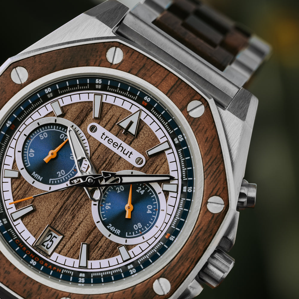 Mission Walnut Silver Men's Stainless Steel Wooden Watch