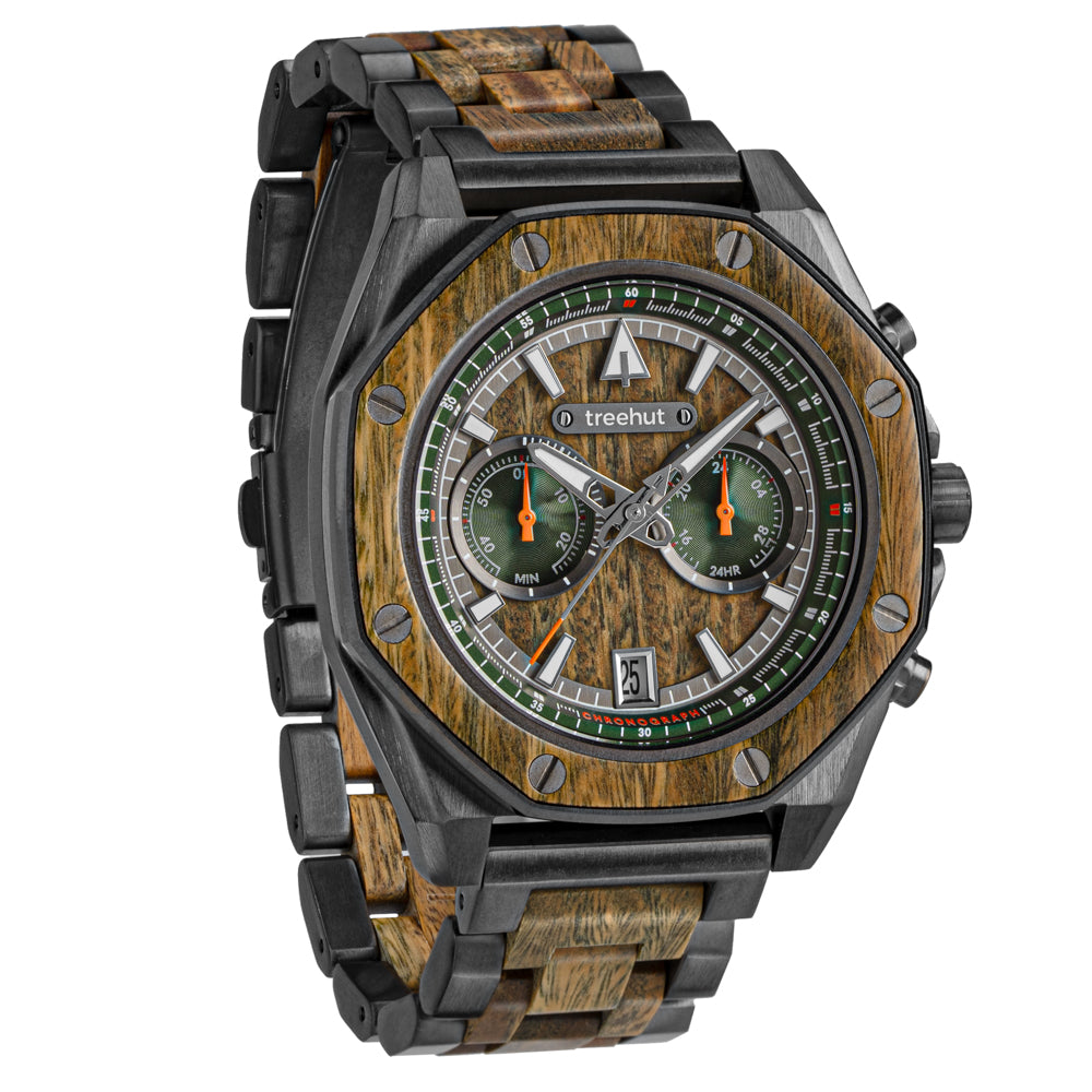 Mission Green Sandalwood Gunmetal Men Stainless Steel Wooden Watch