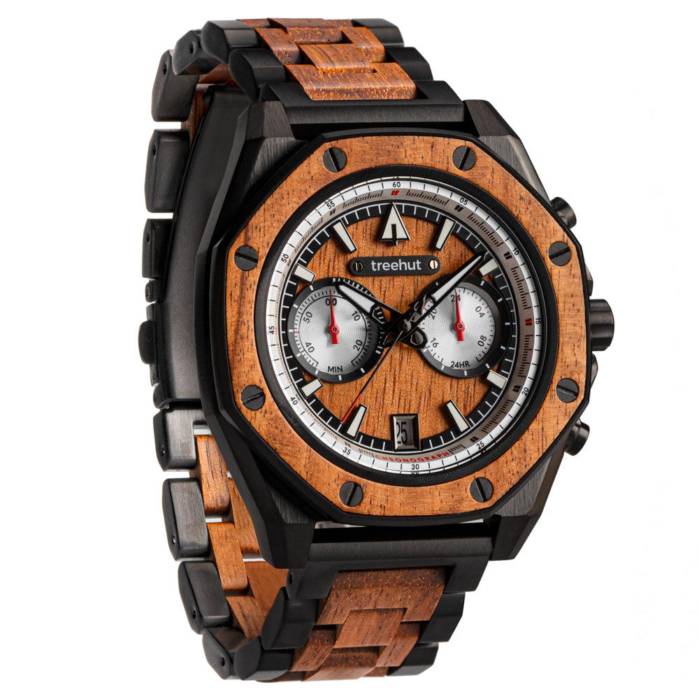 Mission Hawaii Koa Black Men's Stainless Steel Wooden Watch