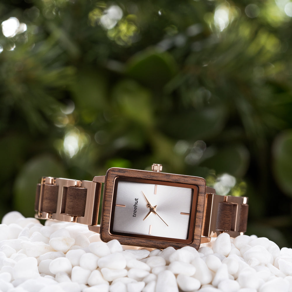 Lola Walnut Rose Gold Women's Stainless Steel Wooden Watch