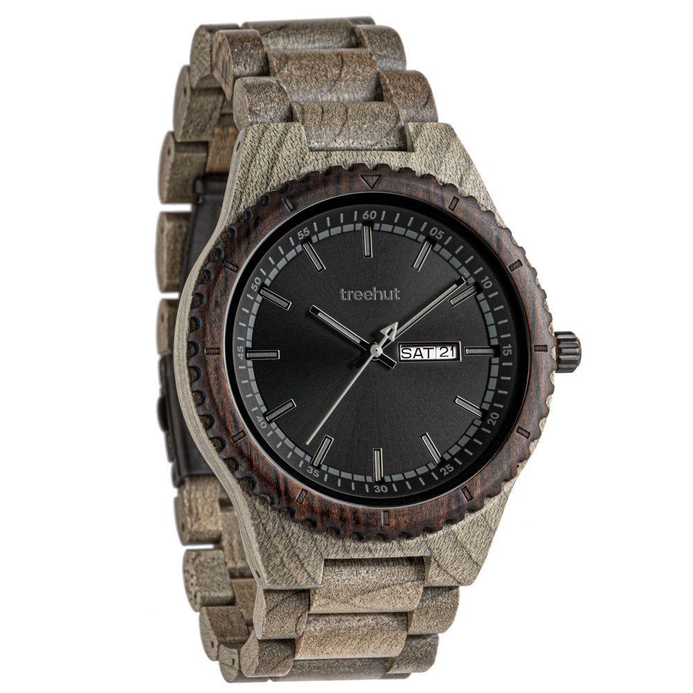 Classic Day-Date Silver Maple Black Men's Wooden Watch
