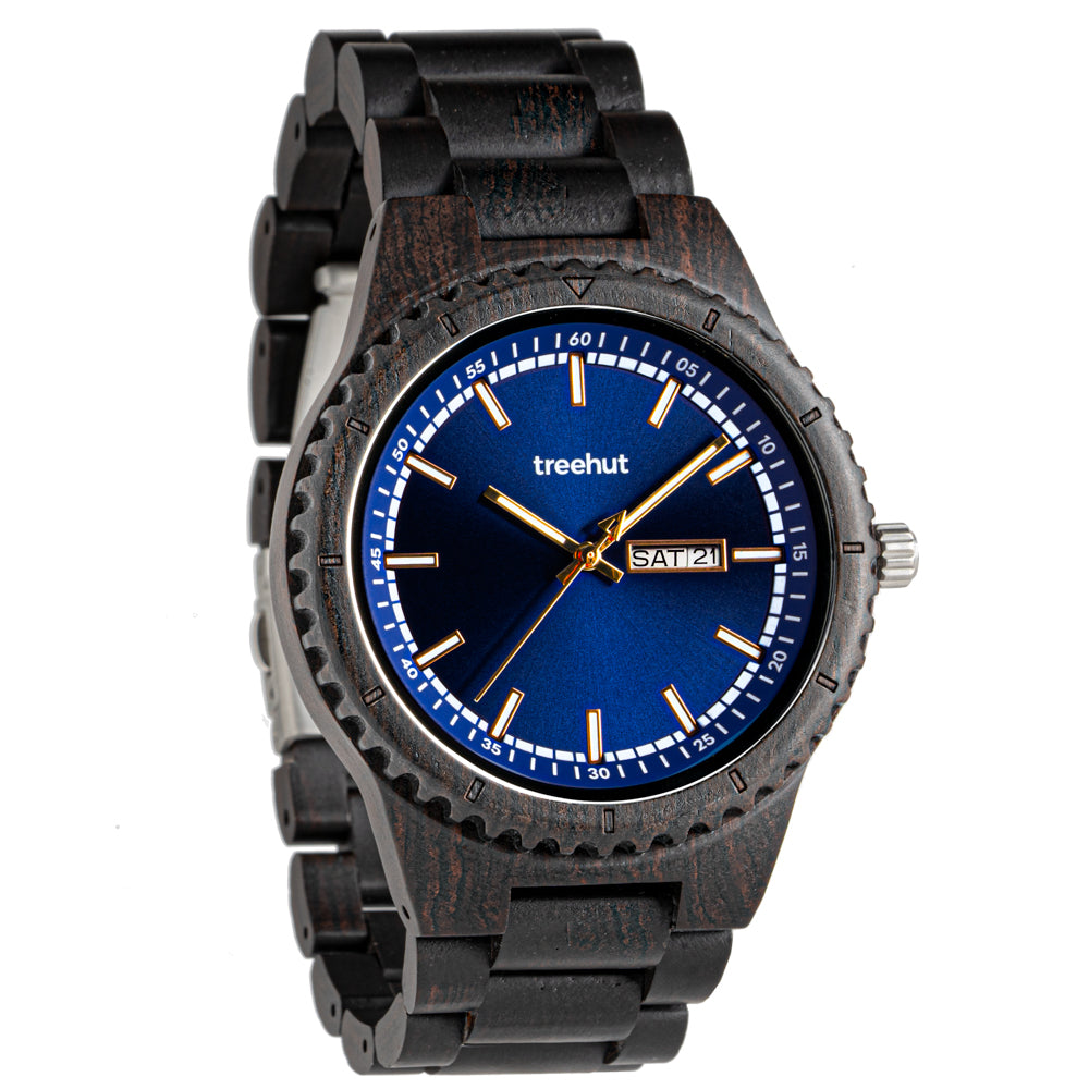 Classic Day-Date Ebony Blue Rosegold Men's Wooden Watch