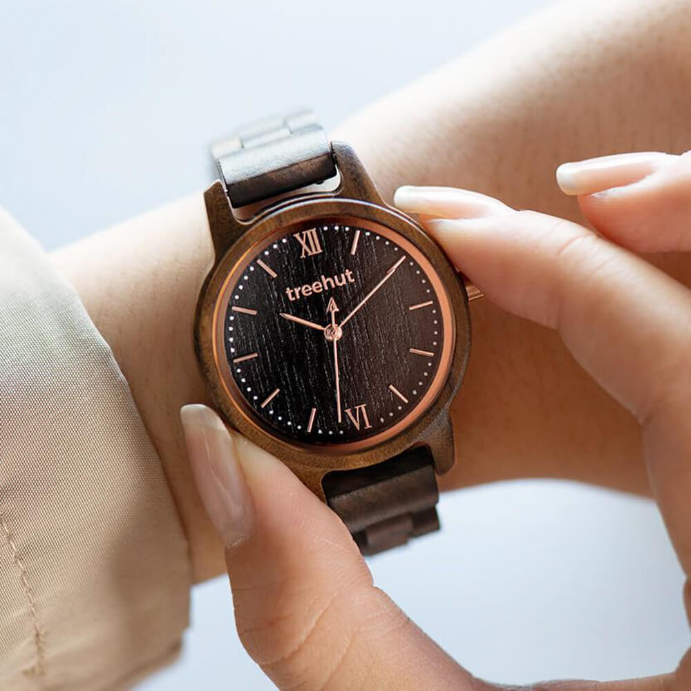 Couples Odyssey Ebony Rose Gold Couples Wooden Watch