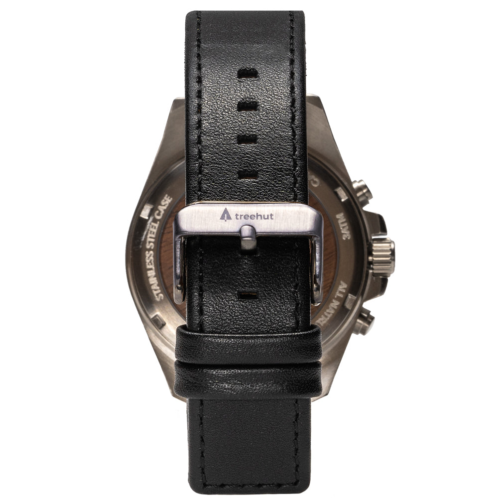 Aster Marble Walnut Black Men's Chrono Stainless Steel Wooden Watch