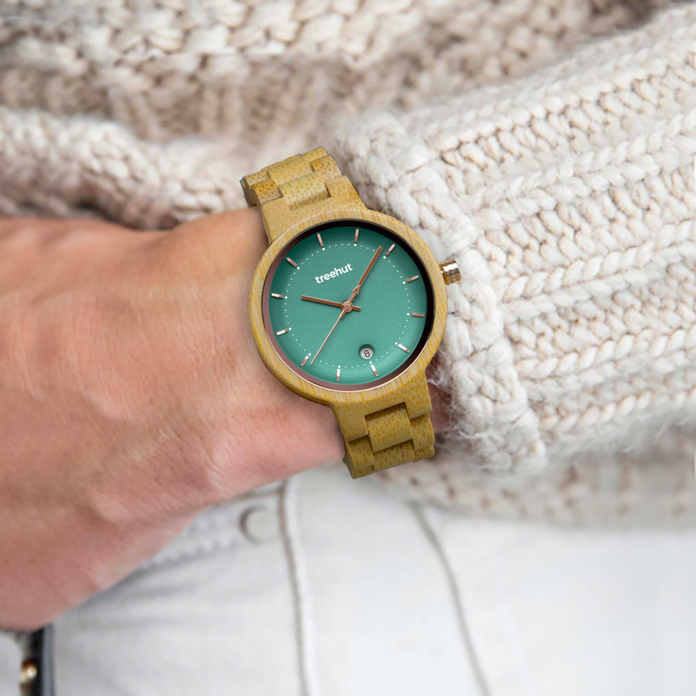 Theory Olive Green Women's Wooden Watch