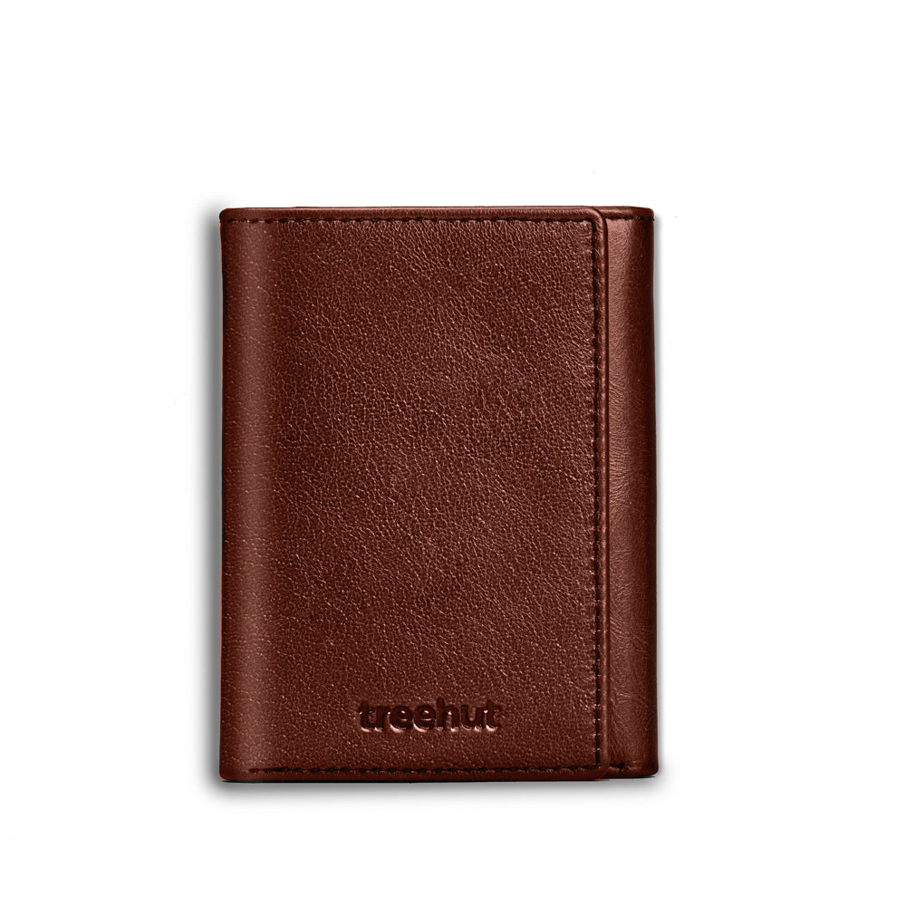 Brown Tri-Fold ID Wallet Men's Genuine Leather Wallet