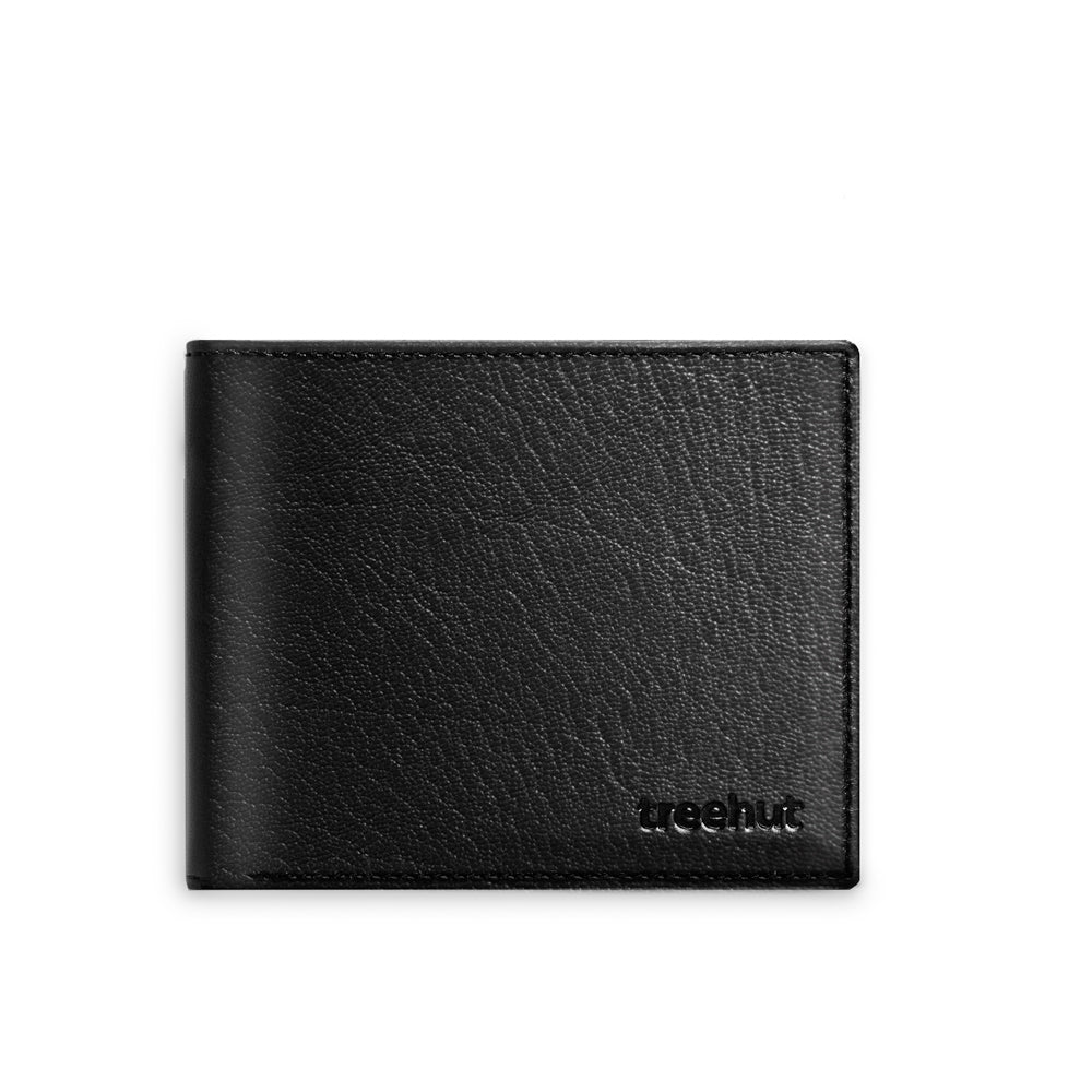 Black Bi-Fold High Capacity Wallet Men's Genuine Leather Wallet