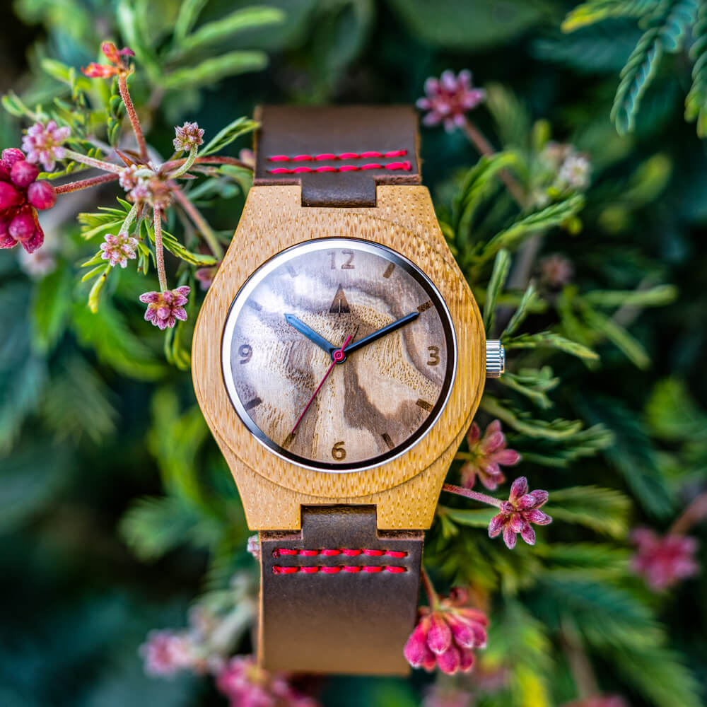 Classic Olive Ash Red Small Women’s Wooden Watch