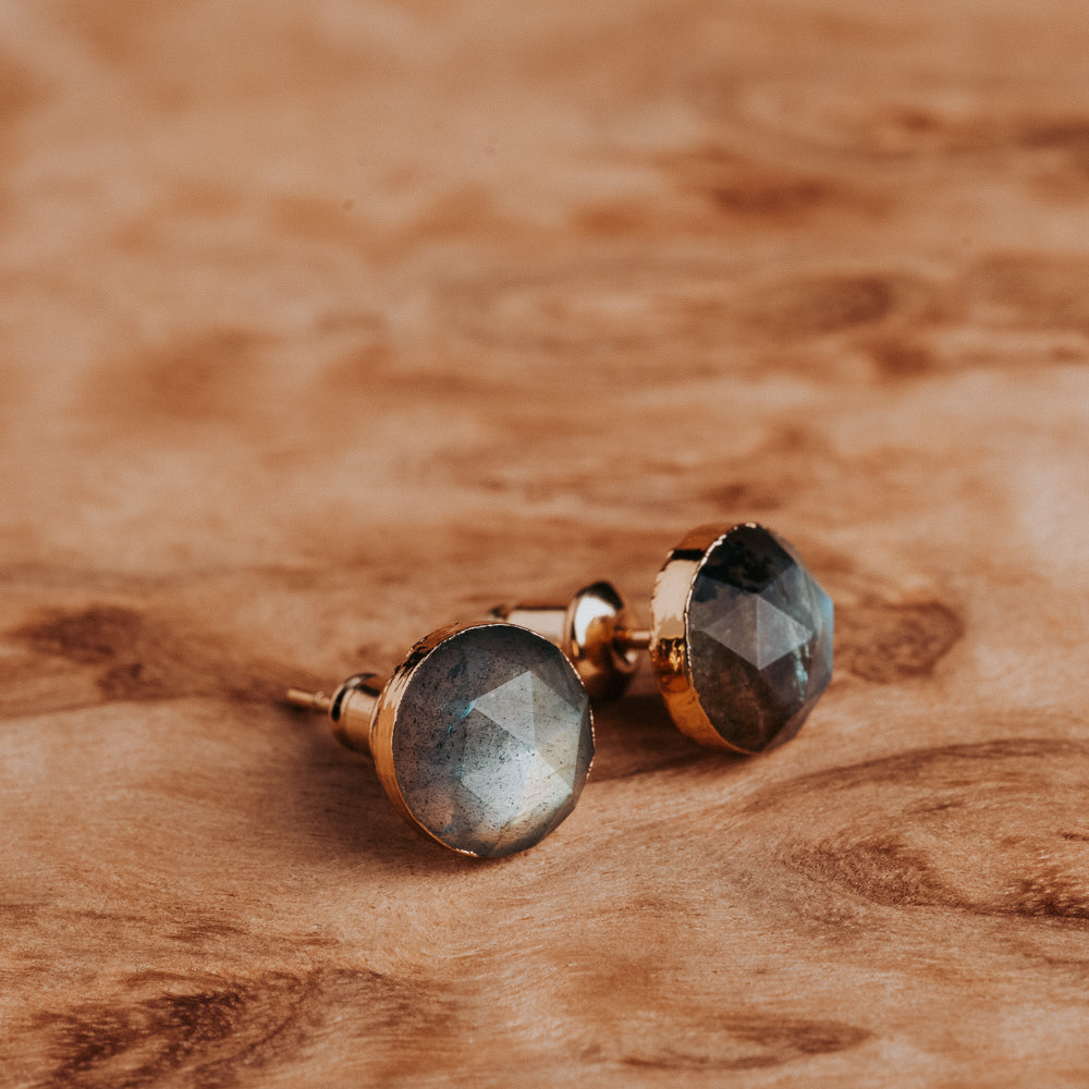 Facet Labradorite Stud Earrings Women's Earrings