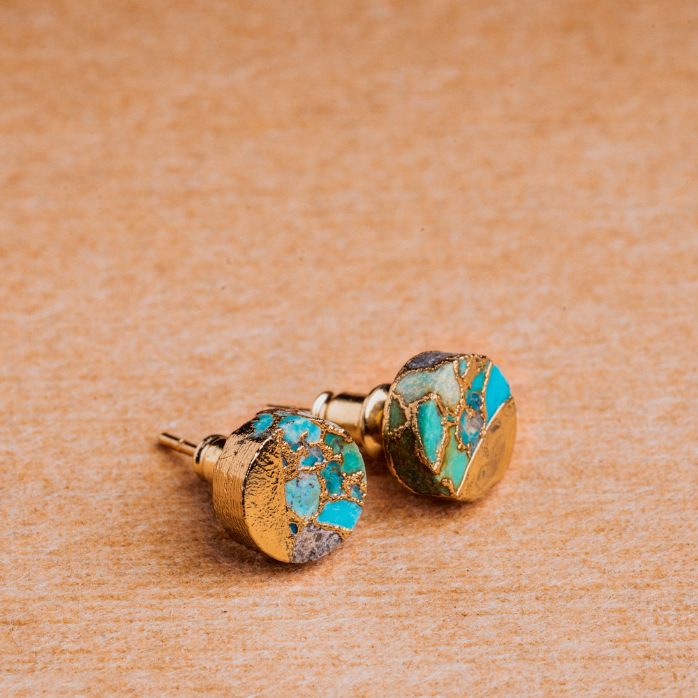 Lakeside Round Turquoise Stud Earrings Women's Stone Earrings