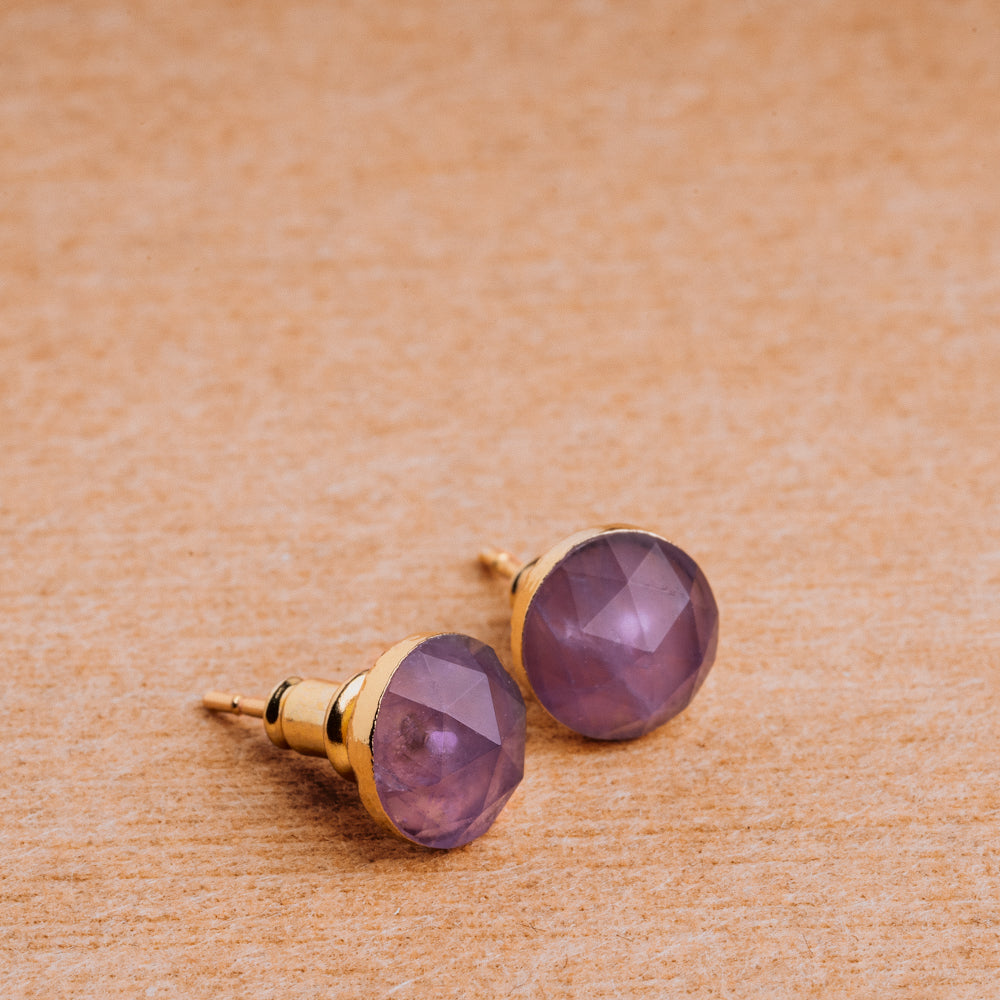 Facet Amethyst Stud Earrings Women's Earrings