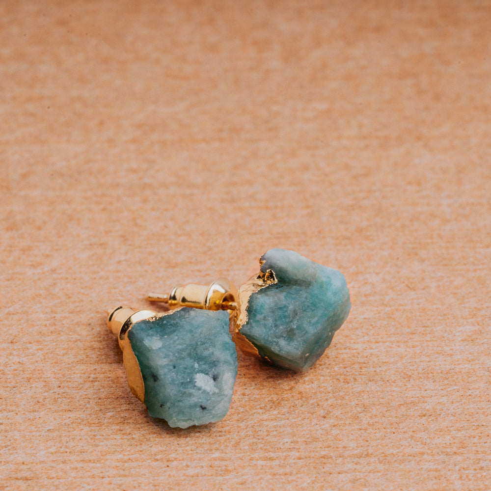 Flow Amazonite Stud Earrings Women's Stone Earrings