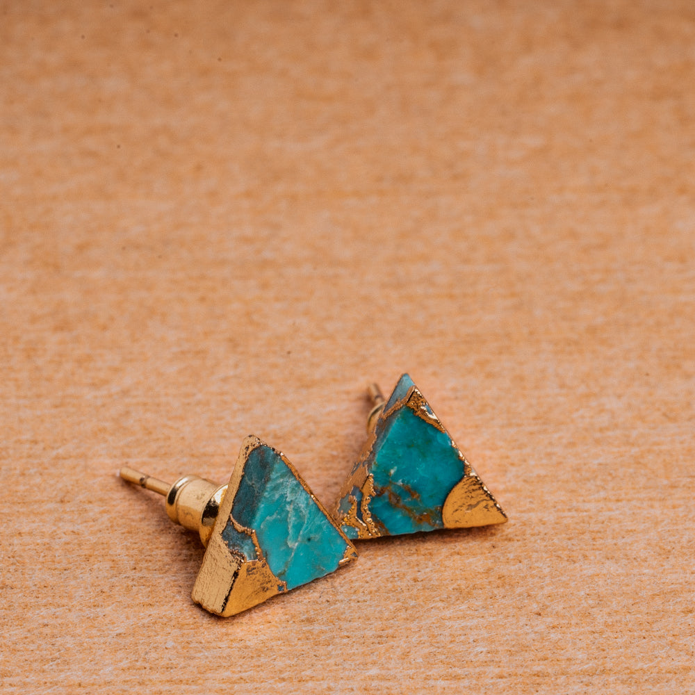 Lakeside Triangle Turquoise Stud Earrings Women's Stone Earrings