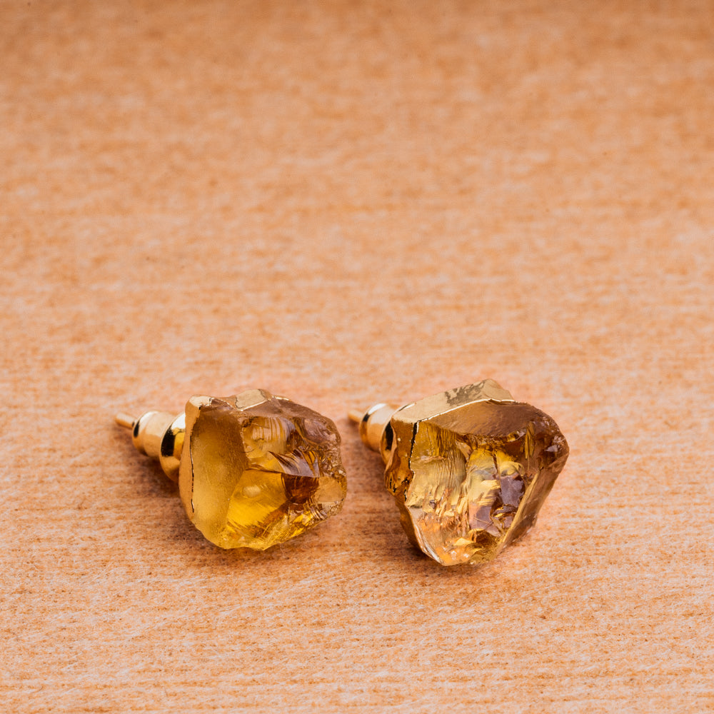 Flow Citrine Stud Earrings Women's Stone Earrings